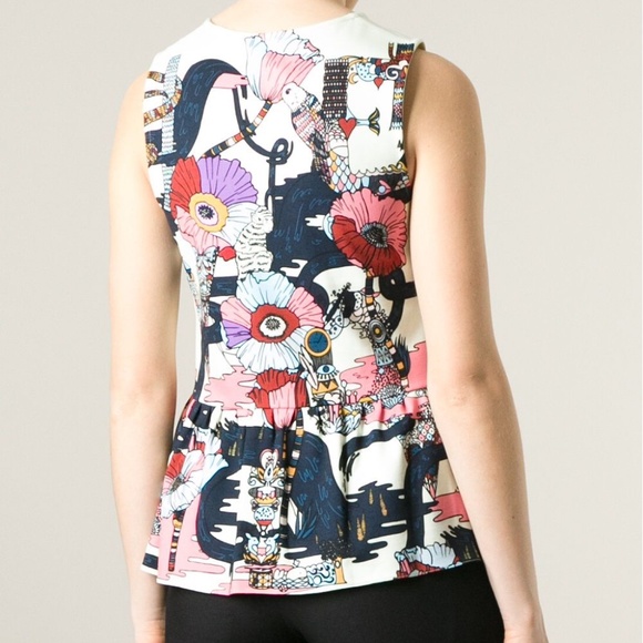 Mary Katranzou Peplum Poppies Tank Top - Picture 3 of 5
